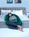 Wakefit Pregnancy Pillow for Pregnant Women | 3 Month Warranty | Maternity Pillow, Pregnancy Gifts for Women, Maternity Pillows for Pregnancy Sleeping, Diwali Gifts, Velvet Cover, C-Shape (Green)