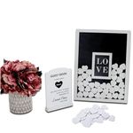 CampoliCreations Wedding Guest Book Alternative, Registry Item,12x16 Picture Frame, 65 Pcs Welcome Sign, Gift, White Hearts, Baby Shower Registry, Anniversary, Funeral, Memories, White