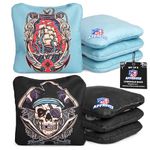 Play Platoon ACO Tournament Series Cornhole Bags Set of 8 - Pro Style Dual Sided Slick and Sticky Side Bean Bags for Corn Hole Toss Game - Competition Weight, Designed in USA - Sea Blue & Black