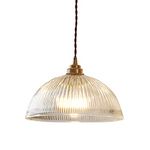 HJXDtech Industrial Vintage Glass Dome Pendant Light with Copper Brass E27 Cap Ceiling Hanging Lamp Loft Chandelier (25cm)