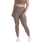 HUNNIT 7/8 Leggings for Women, Brown | High Waisted Leggings with 2 Deep Pockets | 4 Way Stretchable Leggings for Women | Moisture Wicking | Active Wear Leggings for Women for Yoga, Workout-L