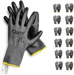 QEARSAFETY 12 Pairs Nitrile Rubber Coated Work Safety Gloves, Multi-Function,Light-Weight,Good Abrasion, Oil/Greasy Resistance palm (9/L)…