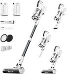 Klarpul Cordless Vacuum Cleaner, 2 Batteries 140 Mins Runtime 600W 50Kpa Stick Vacuum Cordless, Self-Standing Vacuum Cleaners for Home with 2.5H Fast Charging, for Floor/Carpet/Pet Hair, White