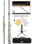 Mendini by Cecilio Premium Open Hole C 17 Keys Flute with B-Foot + Stand, Book, Deluxe Case and Warranty