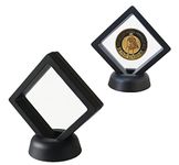 Set of 2 Challenge Coins Display Stand, 3D Floating Clear Case, Jewelry, Specimen, Military Medal Holder Frame