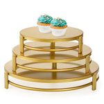 Yarlung 3 Pack Gold Cake Stands, 8/10/12 Inch Metal Cupcake Display Stands Dessert Trays, Table Decoration Cookies Serving Plates for Wedding, Birthday, Party, Celebration, 3 Sizes