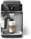 Philips Series 4400 Machine à Espresso LatteGo Automatique, Technologie SilentBrew, Quick Start. Café Aromatique de Grains Fraîchement Moulus, 12 Boissons Chaudes et Froides, Noir Chromé (EP4444/90)