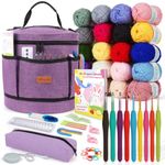Katech Crochet Kit for Beginners, Beginner Crochet Kit for Adults-Crochet Kits Includes Crochet Hooks Knitting Bag Crochet Yarn for Crocheting Instruction Knitting Kit Crochet Supplies Gift