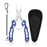 supregear Fishing Pliers, Stainless Steel Fishing Pliers Multipurpose Split Ring Pliers Wire Cutting Tool, Fishing Tackle Kit with Safety Oiled Lanyard and Nylon Sheath, Blue