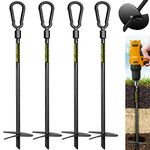 18” Heavy Duty Ground Anchors Screw in(1000lbs), Swing Set Earth Anchors Made with Tungsten Steel, Detachable Carabiner Design, High Wind Trampoline Stakes for Trees, Camping Tents, Canopies, Sheds