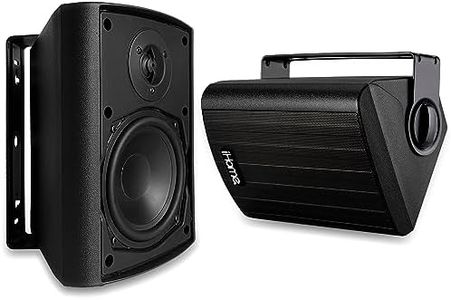 iHome IHSI-W525BT-PR-BLK Bluetooth 5.25" 150W Weatherproof Speakers, Indoor/Outdoor, Wall/Ceiling Mount, Surround Sound, Pair - for Home Parties