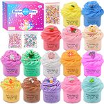 Fluffy Butter Slime Kit 15 Pack, Soft and Non-Sticky, Include Unicorn Watermelon etc 15 Slime Charms,Slime Party Favors for Girls Boys, DIY Slime Putty Toys for Kids