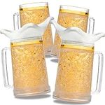 Fasmov Freezer Beer Mugs, 4 Pack Clear Double Wall Gel Frosty Freezer Ice Mugs, Freezer Mugs With Gel Beer Mugs For Freezer, Plastic Beer Mugs With Handles for Parties and Gifts, 16oz