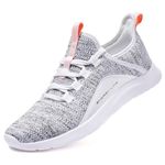 ALEADER Women's Energycloud Slip On Walking Shoes Pure Running Shoes for Gym Workout Treadmill Running Errands White Gray Size 8 US