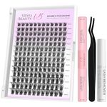 VEYESBEAUTY Lash Extension Kit Newbie's Five-Second Lash Clusters Kit Lash Extension Kit Lash Clusters Mixed Length Lash Bond and Seal Waterproof DIY Lash Eyelash Extension Kit(Bomb kit, 8-16mm)