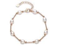 AINUOSHI Pearl Bracelet Ladies Freshwater Pearl Bracelet Jewellery Gifts For Women Mum Bracelet Length 18+4cm