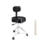 ASDJAKZP Drum Throne with Backrest, Height Adjustable Padded Drum Seat Stools Chair, Portable Adjustable 360° Rotation Drum Seat, Heavy Duty Hydraulic Drum Stool w/Anti-Slip Feet for Adults Drummers