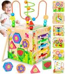 Jojoin Activity Cube Baby Toys - Wooden Toys for 1 2 Year Old Boys Girls - Montessori activity table Shape Sorter toy - toddler toys 1st Birthday Gifts for Girls Boys