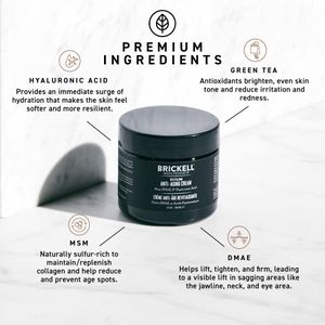 Brickell Men’s Anti-Aging Night Face Cream – Natural, Scented, 59mL
