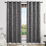 Deconovo Blackout Curtains Eyelet, Silver Tree Branches Printed Curtains for Living Room, Grey, 66 x 90 Inch (Width x Length), 2 Panels