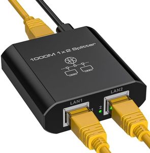 VEDINDUST Ethernet Splitter 1 to 2 1000Mbps Switch RJ45 2 Ports Gigabit Network Splitter LAN Splitter para Televisores PCs Conmutadores Descodificadores Routers etc with USB-C Power Cable