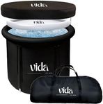 VIDA Ice Bath Tub for Athletes: Large Size, 75cm x 75cm, 88 Gallons, Adult Cold Plunge Tub for Cold Water Therapy/Recovery w/Cover, Portable Bathtub for Shower, Quality Material (Black)