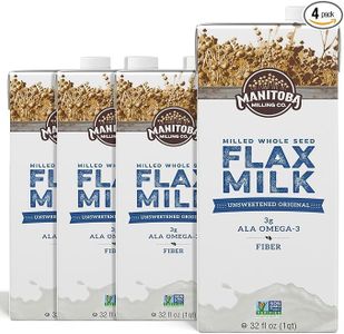 Manitoba Milling Company Unsweetened Flax Milk, 32 Ounce (Unsweetened Original) 4pk, Plant-Based Non-Dairy Milk Alternative with Omega-3, 4 g Protein, Fiber, Lignans | Shelf Stable