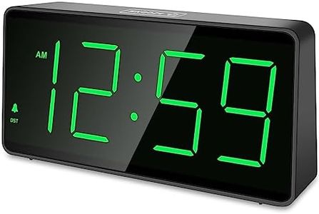 Peakeep Battery Operated Digital Clock, Alarm Clock for Bedrooms - Cordless Large Big Numbers 4 Dimmers for Seniors, Adjustable Volume Loud Alarm Clock for Heavy Sleepers Adults (Green Digits)