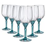 Bormioli Rocco Florian Red Wine Glasses - 535 ml, Set of 6, Bright Blue