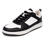 Nautica Men's Low-Top Fashion Sneakers - Lace-Up Trainers for Stylish Basketball Style and Comfortable Walking Shoes, White Black-bence, 10