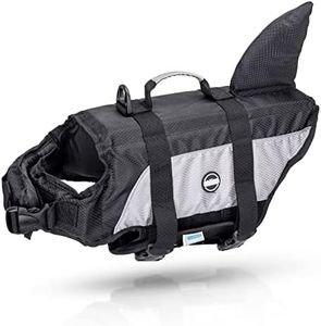 Nobleza - Chaleco Salvavidas para Perros con Aleta De TiburóN, Flotador Perro con Tiras Reflectantes, Chaleco de Natación para Perro con Asa y Alta Flotabilidad para Nadar, Surf, Navegar, Gris(M)