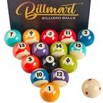 Billmart Premium Billiard Balls Pool Table Accessories 2-1/4" Regulation Size 16 Pool Balls Billiard Set