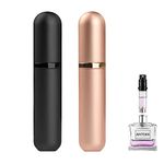 Perfume Travel Refillable Bottle Atomizer - 2-Pack 5ML ANTOKX Perfume Atomizer, Luxury Leakproof Portable Perfume Sprayer for Women and Men (Black & Rose Gold)