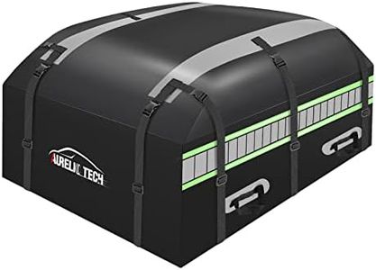 AURELIO TECH 20 Cubic Feet Car Rooftop Cargo Bag, 100% Waterproof Roof Top Carrier Bag, Anti-Tear 900D PVC Tarpaulin, with Anti-Slip Mat, 6 Door Hooks, Suitable for All Vehicle with/Without Rack