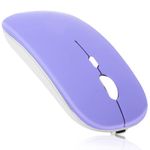 2.4GHz & Bluetooth Mouse, Rechargeable Wireless Mouse for Samsung Galaxy Tab A8 10.5 (2021) Bluetooth Wireless Mouse for Laptop/PC/Mac/iPad pro/Computer/Tablet/Android Violet Purple