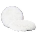 Inzoey Wool Polishing Pad 5 Inches Soft Sheepskin Buffing Pads with Hook and Loop Back Wool Cutting Pad for Car, Furniture, Glass and So On (Pack of 2)