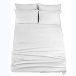 linenaffairs 100% Cotton 4 PCs Sheet Set – Luxury Bedding Pack of 4 (Each Pack Includes 1 Bedsheet, 1 Fitted Sheet with Elastic, 2 Pillow Cover) - King Size_White Solid