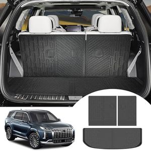 JTYZSM Rear Cargo Mat & Backrest Mat for 2020-2024 Hyundai Palisade All Weather TPE 3rd Row Seat Back Protector Trunk Cargo Liner for 2020 2021 2022 2023 2024 Hyundai Palisade Accessories