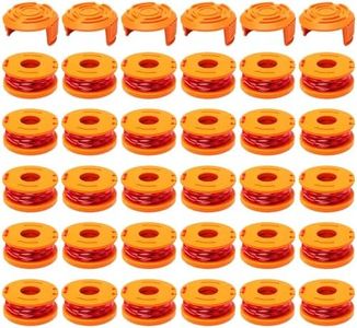 GLDCAPA 36 Pcs Replacement Trimmer Spools Compatible with Worx String Trimmer,300ft, 0.065in WA0010 Weed Eater Refils and WA6531 Spool Cap Cover Fit for Worx Weed Eater, 30 Line spools and 6 Caps