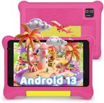 Hakaug Kids Tablet 7 Inch, Android 13 Tablet for Kids with Parental Control APP, 5GB+32GB+128GB Expandable, 1024x600 HD Screen, 0.3MP+2MP, 2500mAh, Wi-Fi 6, Bluetooth5.0, Type-C(Pink)