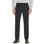 Van Heusen Men's Stain Shield Stretch Slim Fit Flat Front Dress Pant, Black, 32W x 30L