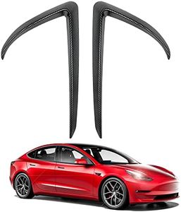 Fog Light Trim Cover for Tesla Model 3 Front Fog Lamp Frame Blade Trim Eyebrow Spoiler Accessories for 2017-2023 Model 3(Matte Carbon Fiber)