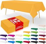 Smiry Disposable Table Cloth - 12 Pack, 54 x 108 Inch Table Cloths for Parties, Decorative Tablecloths for Rectangle Tables, Waterproof Plastic Table Cover, Leakproof & Sturdy, Mustard Yellow