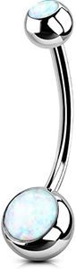 OUFER 14G 16mm Piercing per Ombelico Anello Titanio Palline Balls Pantaloncini Extra Lungo Short Long Bananabells Navel Pircing Anelli Doppio Bianco Opal 1,6 mm, Barbell Belly Button Jewellery