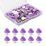 Luckious 100 Set Rubber Pin Backs with Tie Tacks Blank Pins, Round Hat Buckle DIY Jewelry Buckle - PVC Pin Backs for Uniform Badges, Backing Holder Clasp Lapel Pins (Purple)