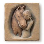 Willow Tree Quiet Strength, Always There for me, Expression of Friendship and Love Between Girls and Horses, Sculpted Hand-Painted Bas Relief Wall Plaque