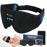 Bluetooth Sleep Mask, 3D Black Sleep Mask with Headphones for Side Sleeper, Light Blocking Sleep Mask for Women and Men, Soft Night Eye Blinder, Suitable for Travel, Lunch Breaks, Sleeping, Meditation