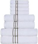 Superior Towel Set, Turkish Cotton, Ideal for Master Bath, Guest Bathroom, or Beach, Ultra-Plush, Set Includes; 8 Pieces, Face/Washcloths, Hand Towels, Bath Towels, Latte