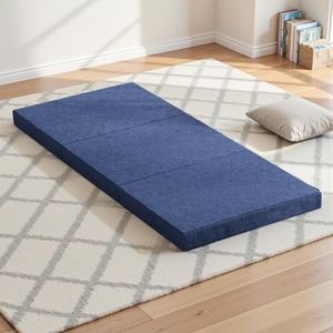 Giselle Bedding Trifold Folding Foam Mattress Foldable Mattresses | Portable Travel Camping Trailer Folded Bed Mat Pad Blue Colour