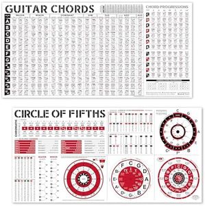 Guitar Chords Chart & Circle of Fifths Poster Bundle, Essential Guitar Chords | Guitar Freboard Notes | Guitar Chord Progressions | Circle of Fifths Wheel | Guitar Theory Poster Chart for Beginner